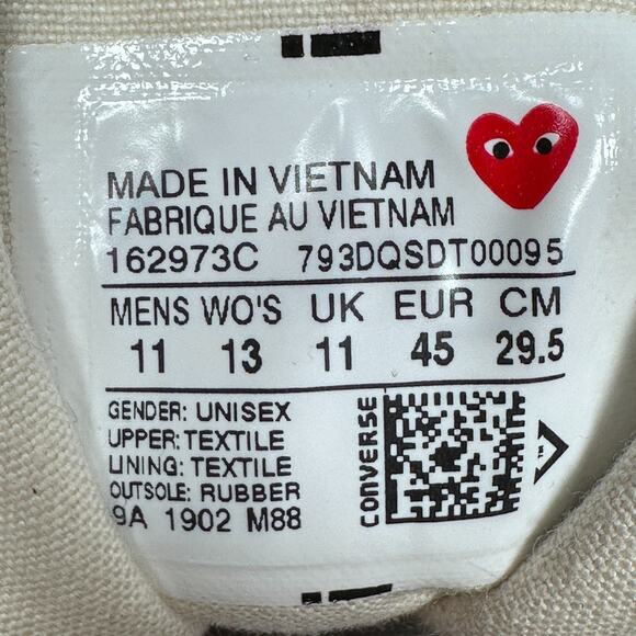 Converse x Comme Des Garsons Chuck 70 Hi Multi Heart Men’s 11 Women's 13 Olive - Picture 8 of 8